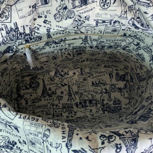 Tory Burch Tan and Navy Tote Bag - Picture 4 of 8